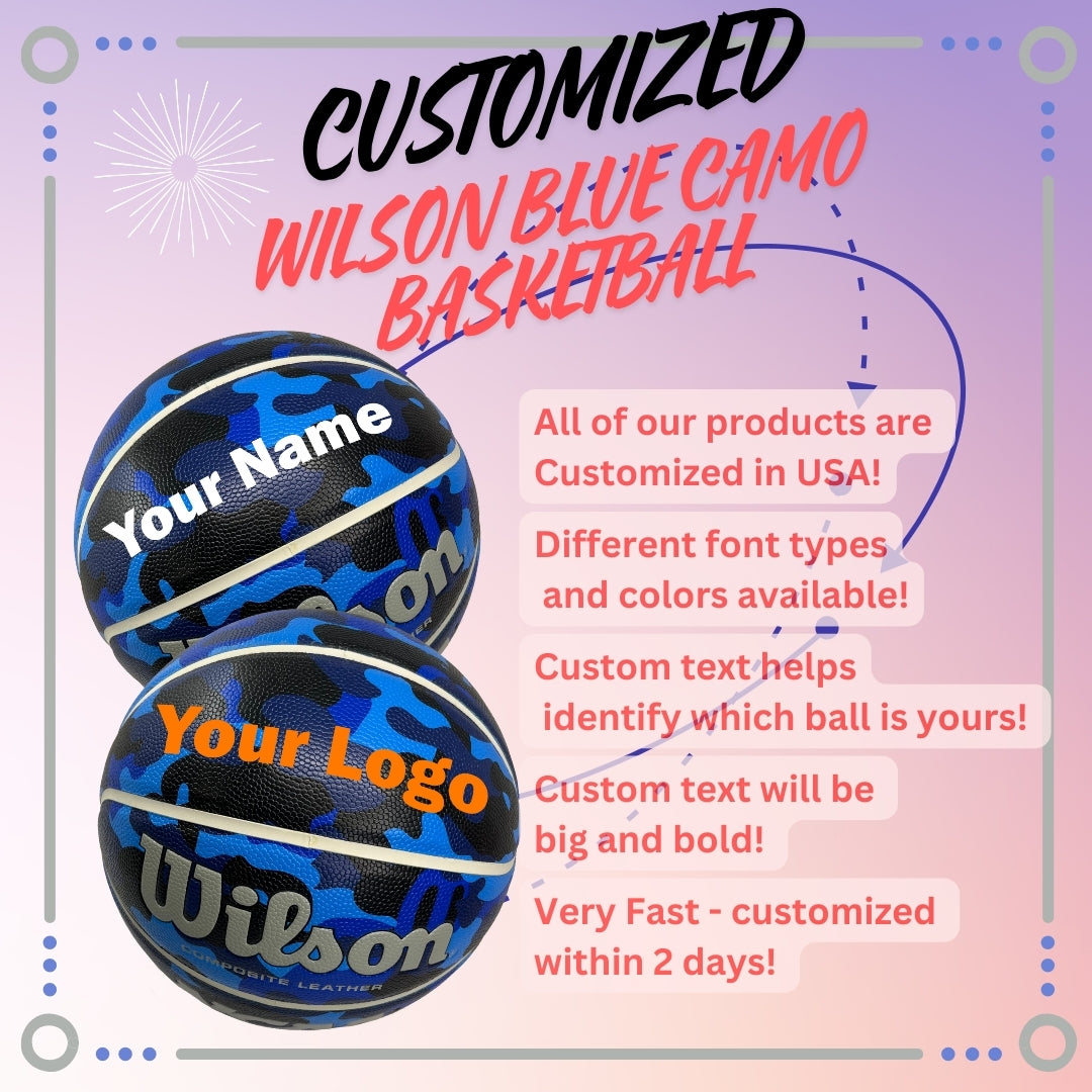 Customized Wilson Blue Camo NCAA Legend Basketball Benefits and Features.