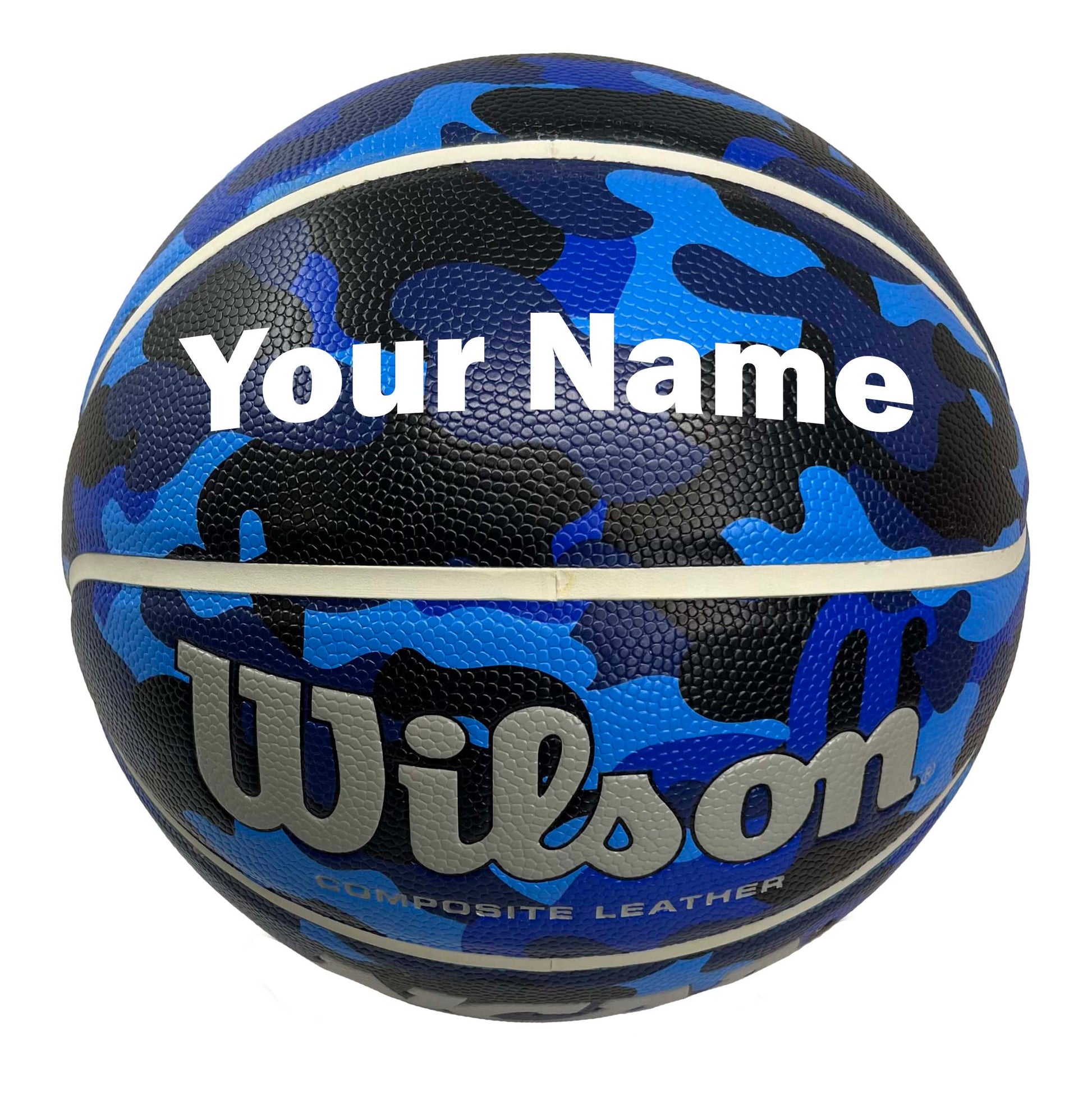 Customized Wilson Blue Camo NCAA Legend Basketball Your Name Mock up.
