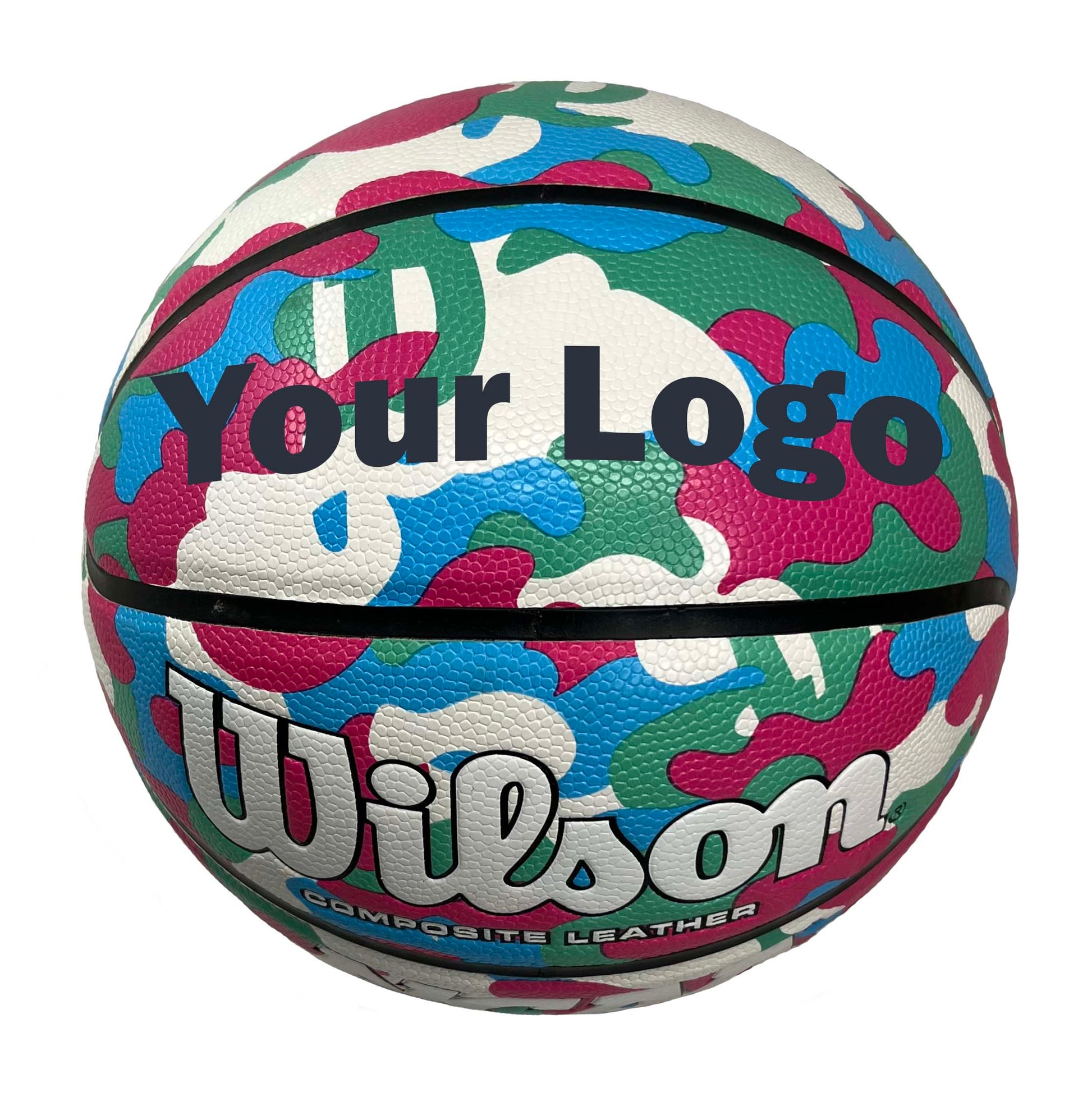 Customized Wilson Pink Camo NCAA Legend Basketball Your Logo.