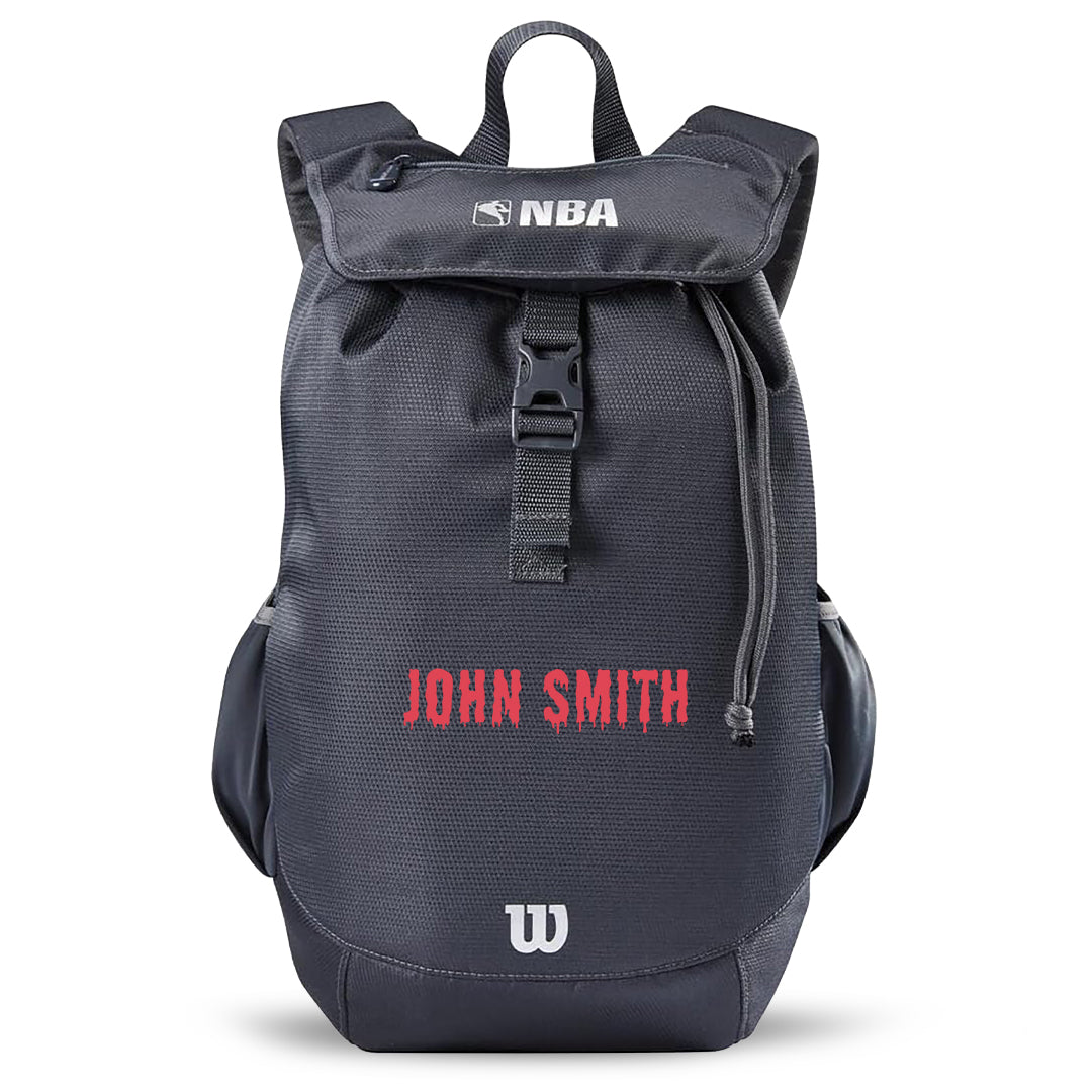 Customized Wilson NBA Basketball Backpack Drip Font in Red