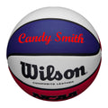 Load image into Gallery viewer, Customized Wilson Red White and Blue Basketball with Red Text

