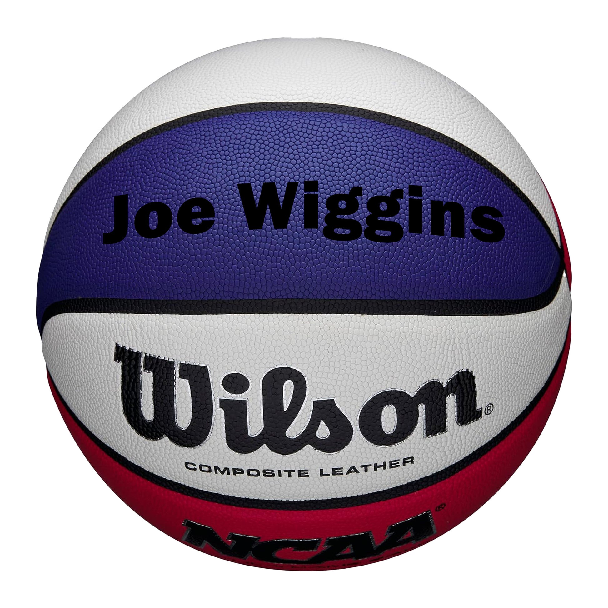 Customized Wilson Red White and Blue Basketball with Black Text