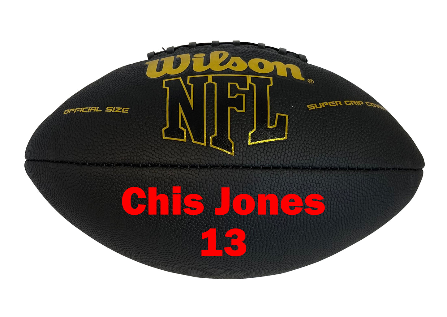 Customized Wilson Black and Gold Football with Red Custom Text