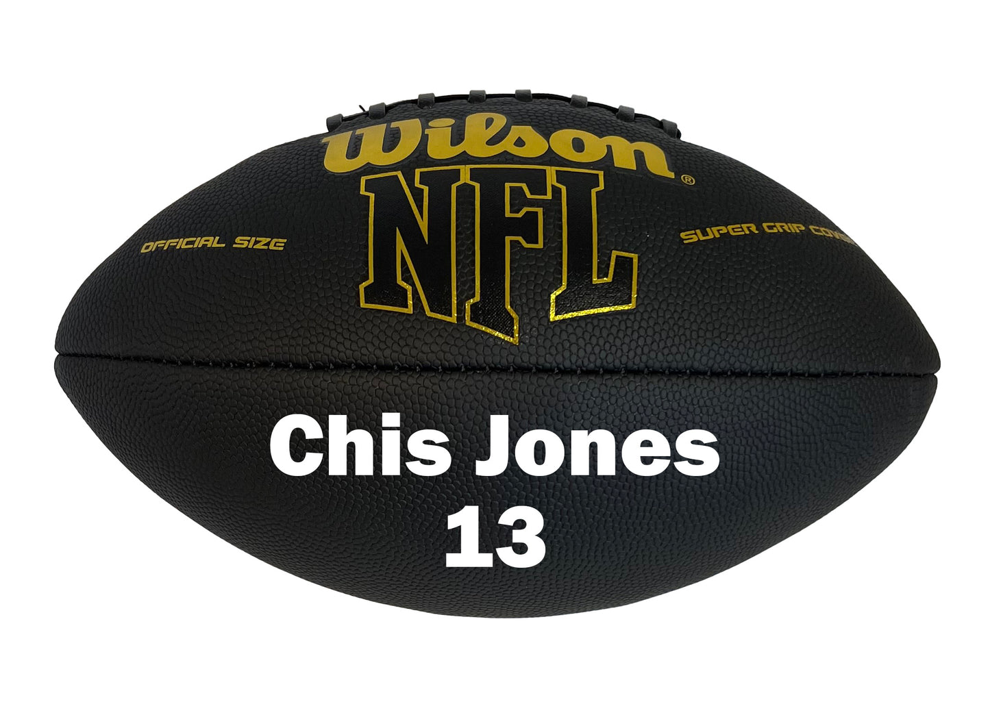 Customized Wilson Black and Gold Football with White Text