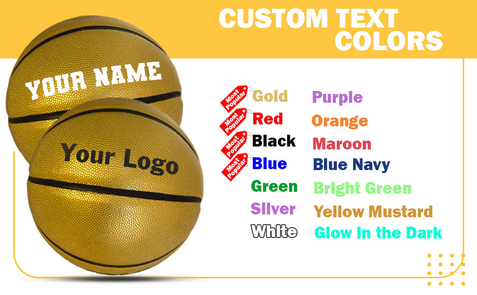 Customized Gold Basketball with Multiple Colors Personalization