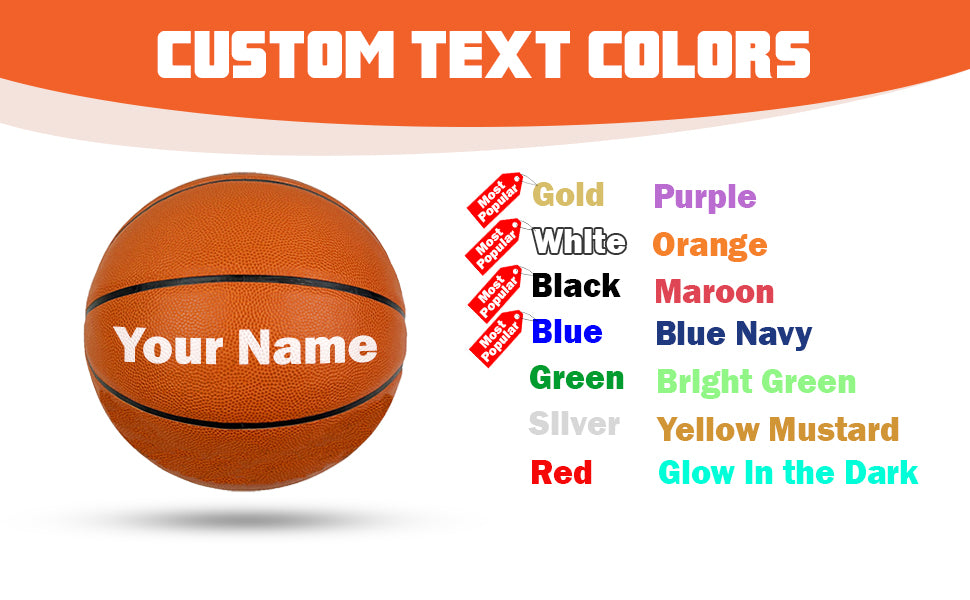 Custom Text Colors for Customized Personalized Orange Basketball