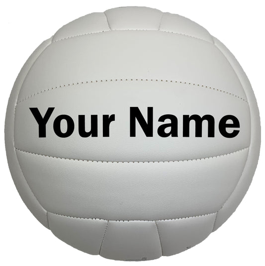 Customized White Volleyball Personalized with Your Name in Black