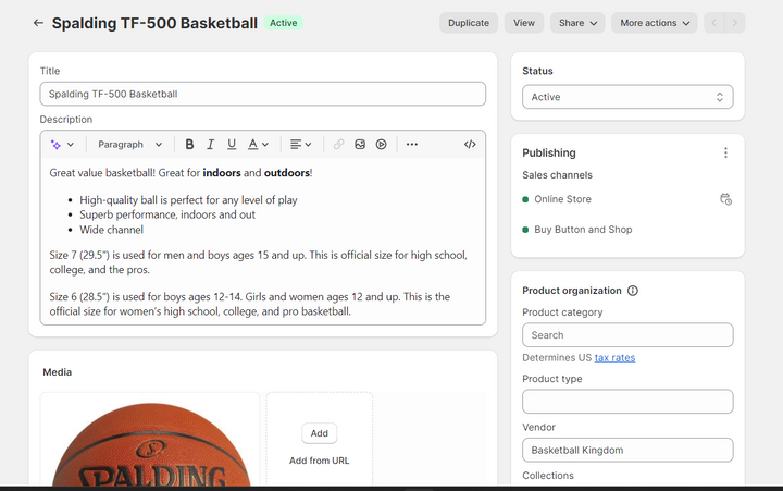 Spalding TF-500 Basketball test duplicate