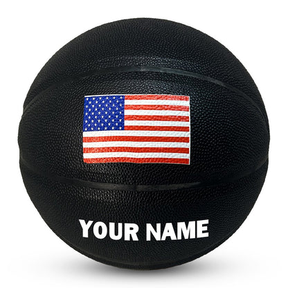 Personalized All Black Basketball with USA Flag Customized with Your Name