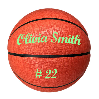 All Red Customized Basketball custom Text in Script MT Bold