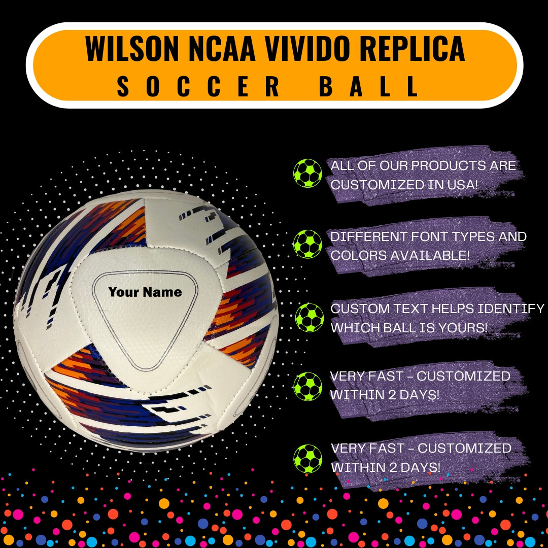 Features for Customized Wilson Vivido Soccer Ball With Black Text