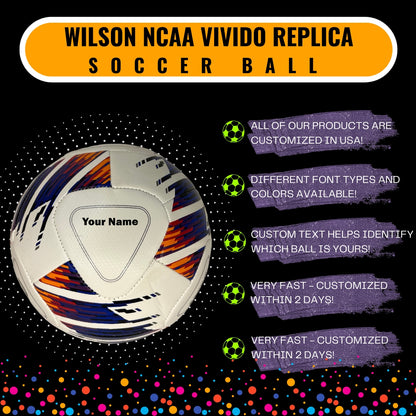 Features for Customized Wilson Vivido Soccer Ball With Black Text