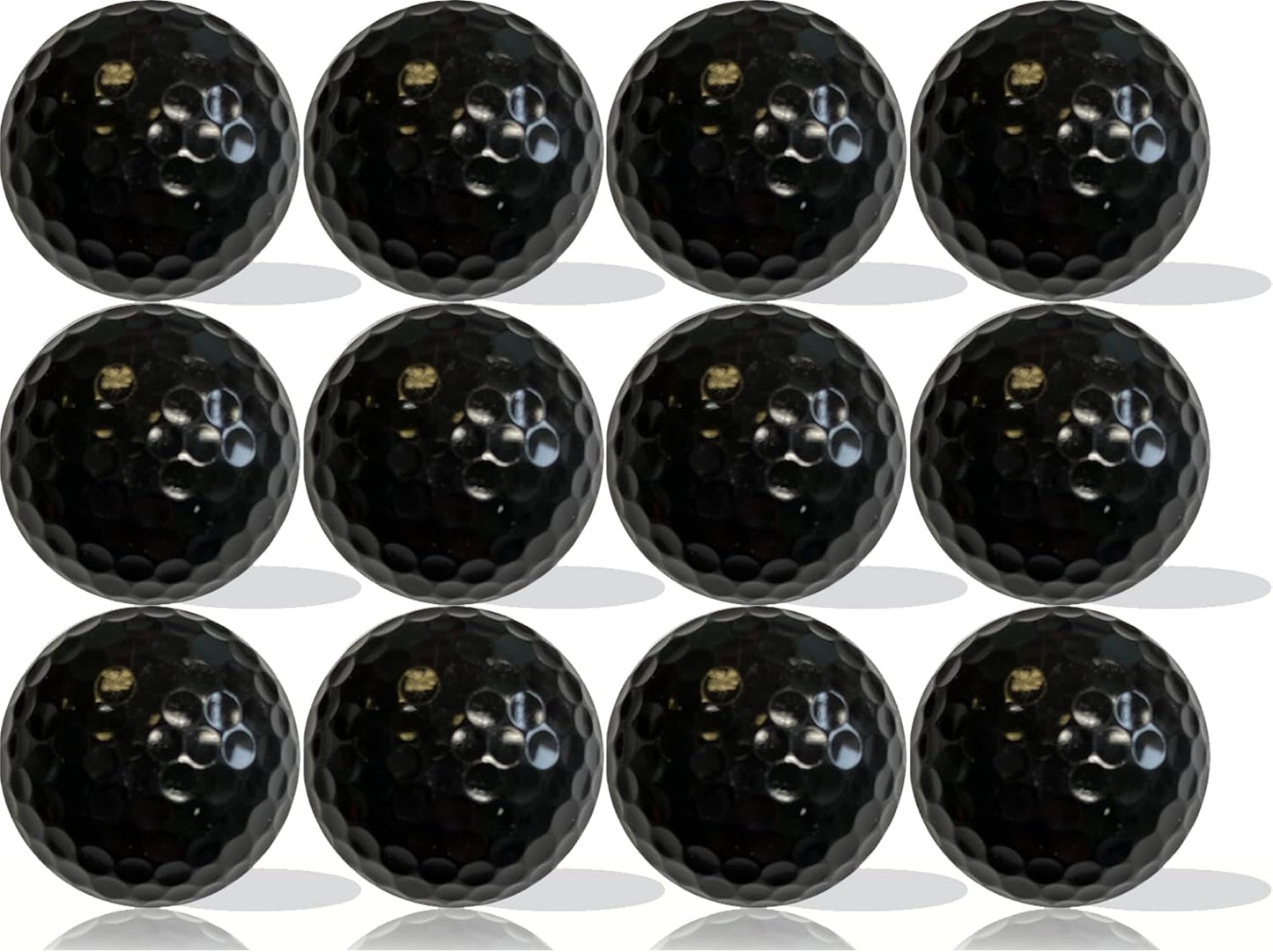 dozen black golf balls blank on a white background 