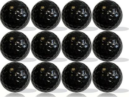 dozen black golf balls blank on a white background 