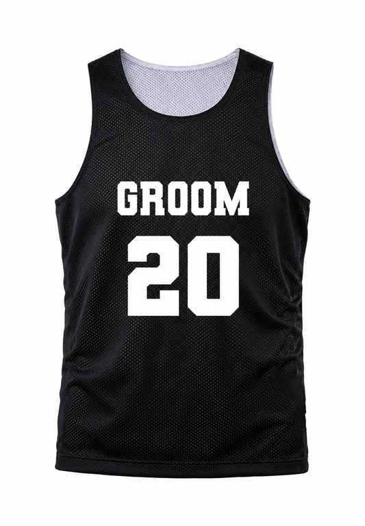Personalized Groom, Groomsmen and Best Man Customized Number Black Jersey lightweight, breathable athletic mesh fabric