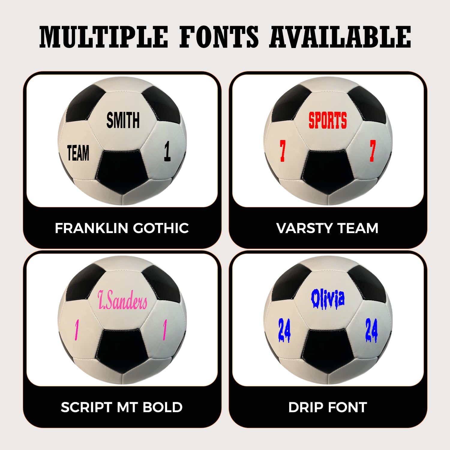 Personalized Soccer Ball Customized with Multiple Font Options