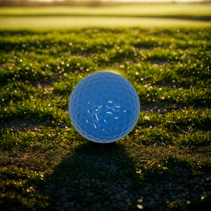 Blue golf ball blank on grass background