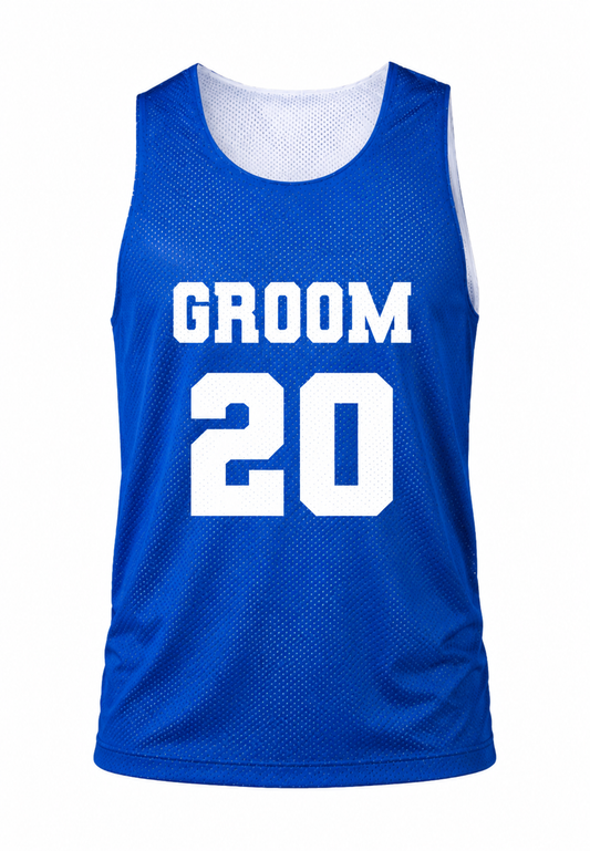Personalized Groom, Groomsmen and Best Man Customized Number Red Jersey lightweight, breathable athletic mesh fabric