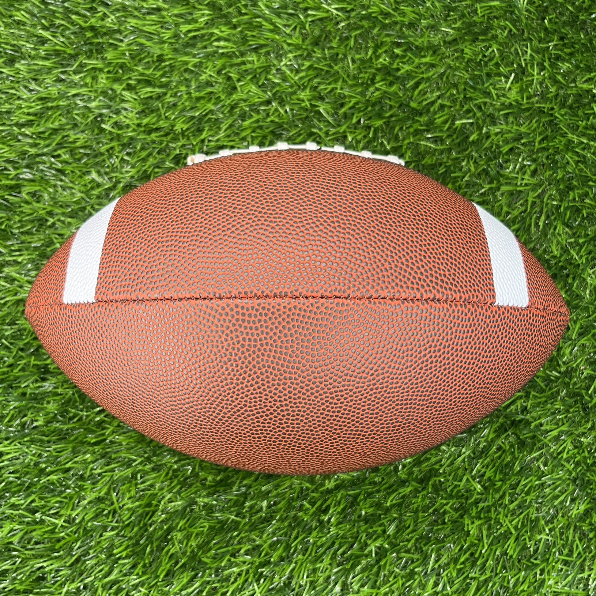 Brown Football with Stripes Blank Non Branded Promotional Ball Side View