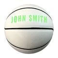 Load image into Gallery viewer, Custom All White No Brand Basketball with Green Text

