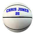 Load image into Gallery viewer, Custom All White No Brand Basketball with Blue Text
