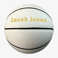 Load image into Gallery viewer, Custom All White No Brand Basketball with Gold Text
