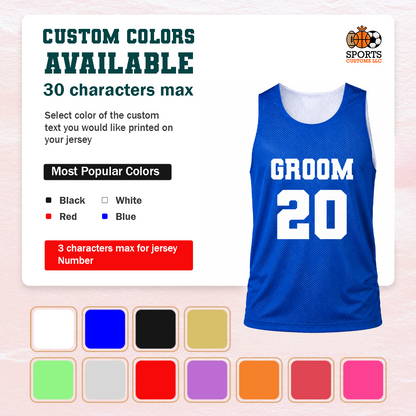 Multiple Color Available Customized Blue Jersey Groom Custom Numbers
