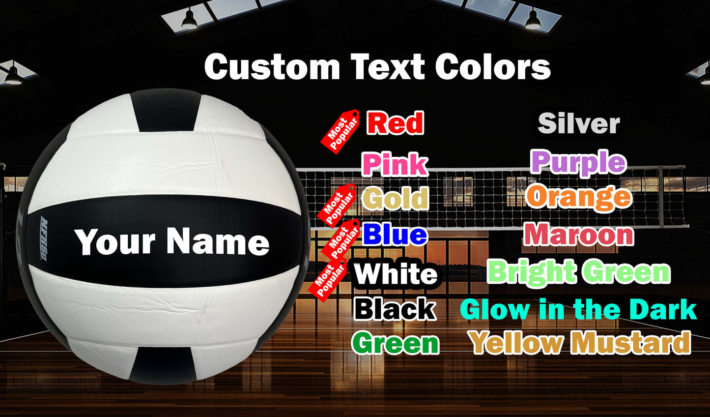 Custom Molten L2 Black and white Volleyball Custom Text Colors Option.