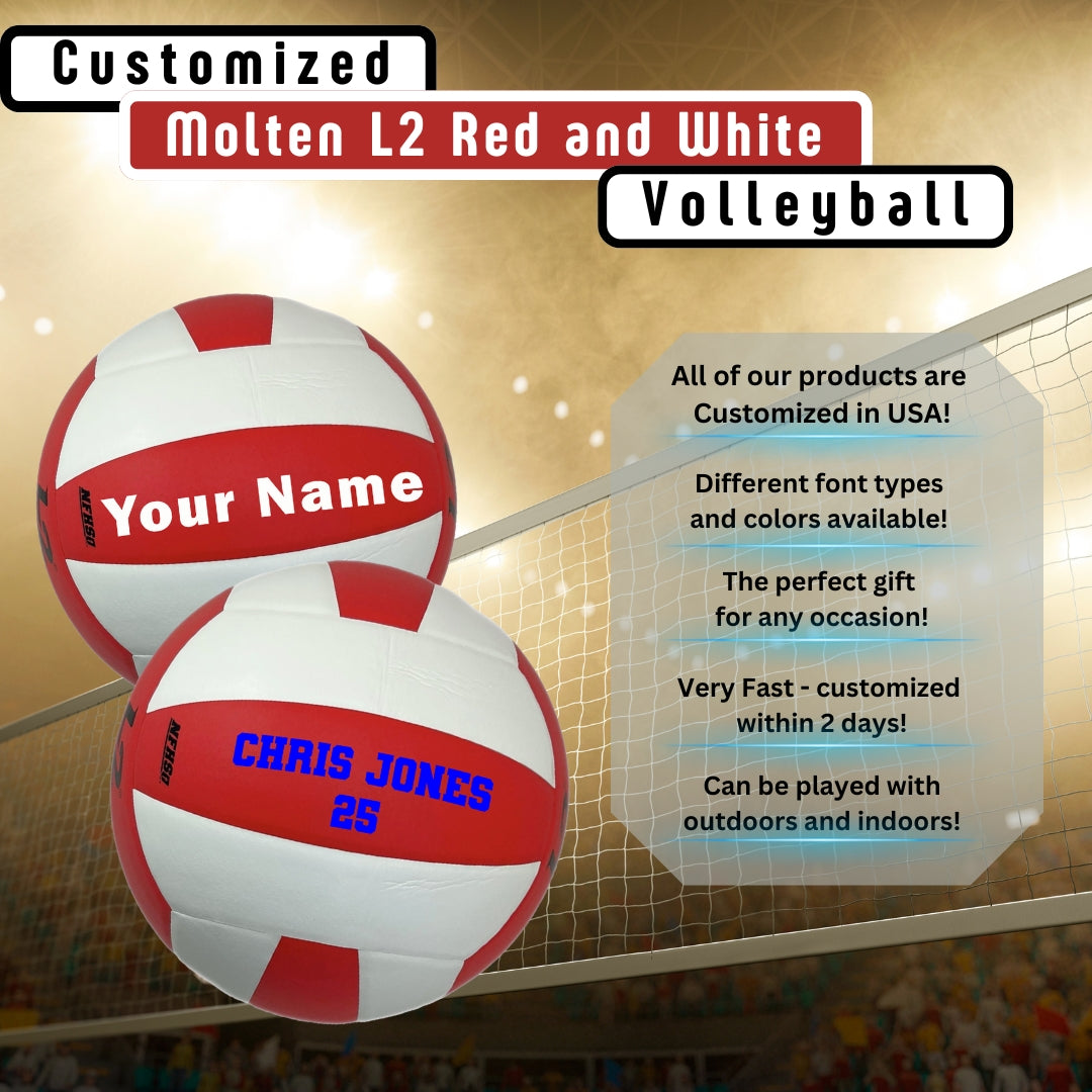 Customized Molten L2 Red and White Volleyball Benefits and Features.