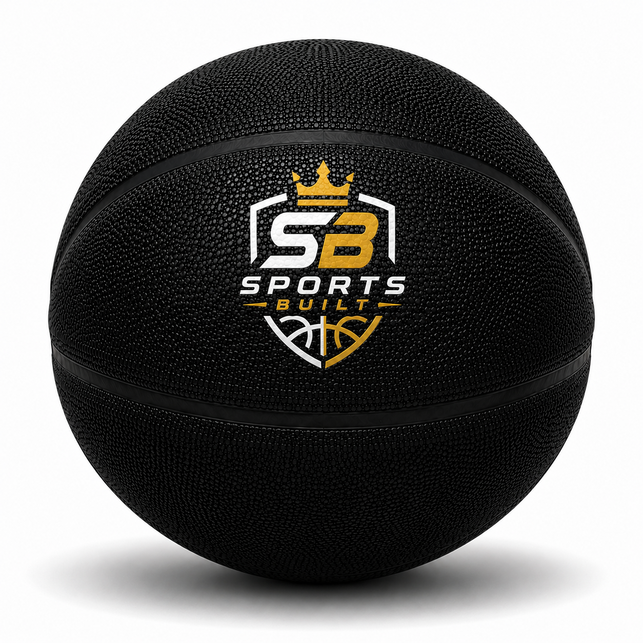 Customized All Black Basketball with a custom logo printed in multi colors.