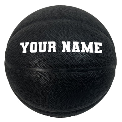Customized All Black Basketball with White Text