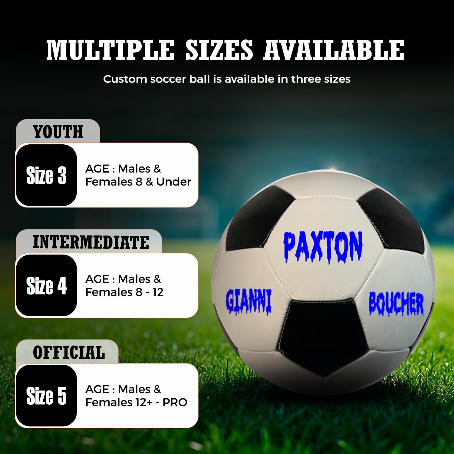 Personalized Soccer Ball Customized with Multiple Sizes