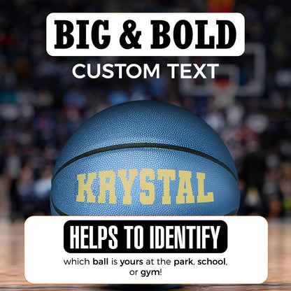 Personalized Blue Basketball with Big and Bold Custom Text