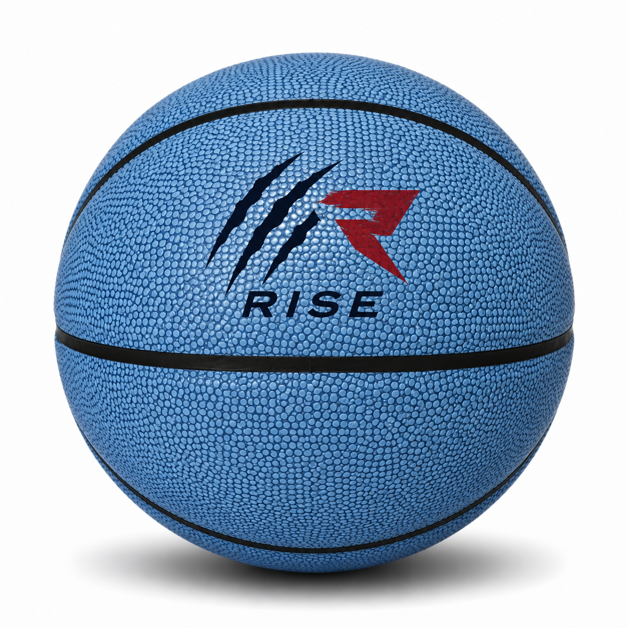 Customized Blue Basketball, Non Branded with a custom logo printed on the top panel.