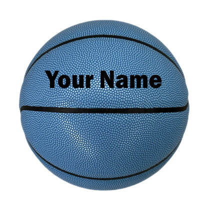Customized Blue Basketball Personalized with Custom Text in Black