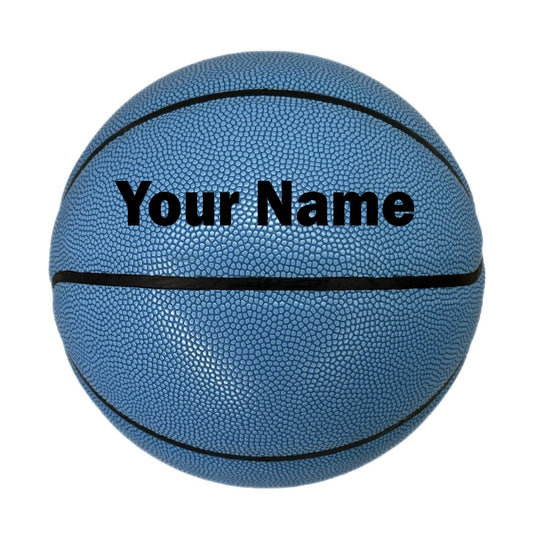 Customized Blue Basketball Personalized with Custom Text in Black