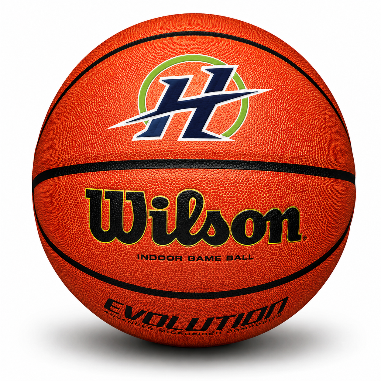 Customized Coach Gift Evolution Basketball Indoor Ball with a custom logo printed on the top panel.