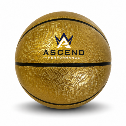 Customized Gold Basketball with custom logo on the top panel.