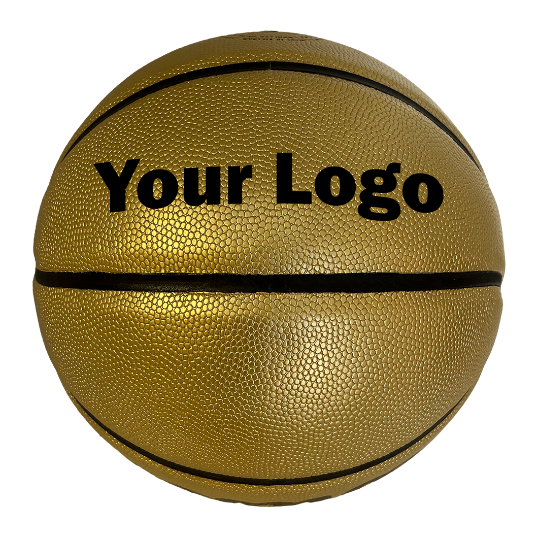 Customized Gold Basketball with Black Text