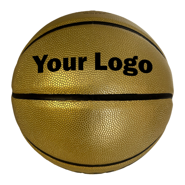 Customized Gold Basketball with Black Text