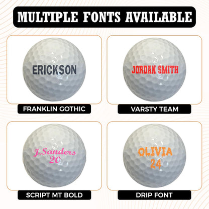 Customized Golf Balls Three Pack with Multiple Font Options