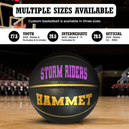 Customized Black and Gold Basketball with Multiple Sizes