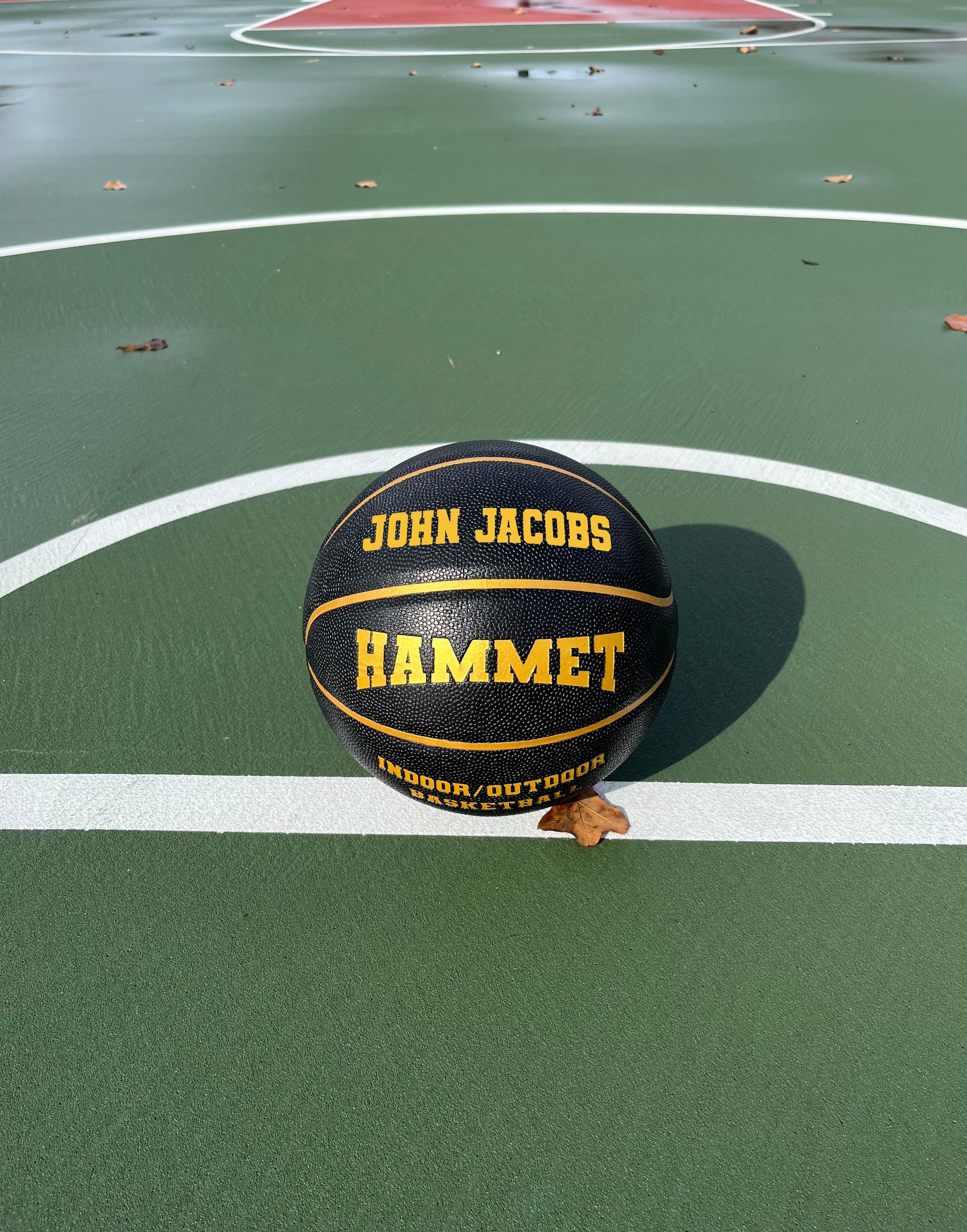 Customized Hammet Black and Gold Basketball with Gold Text