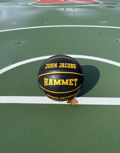 Customized Hammet Black and Gold Basketball with Gold Text