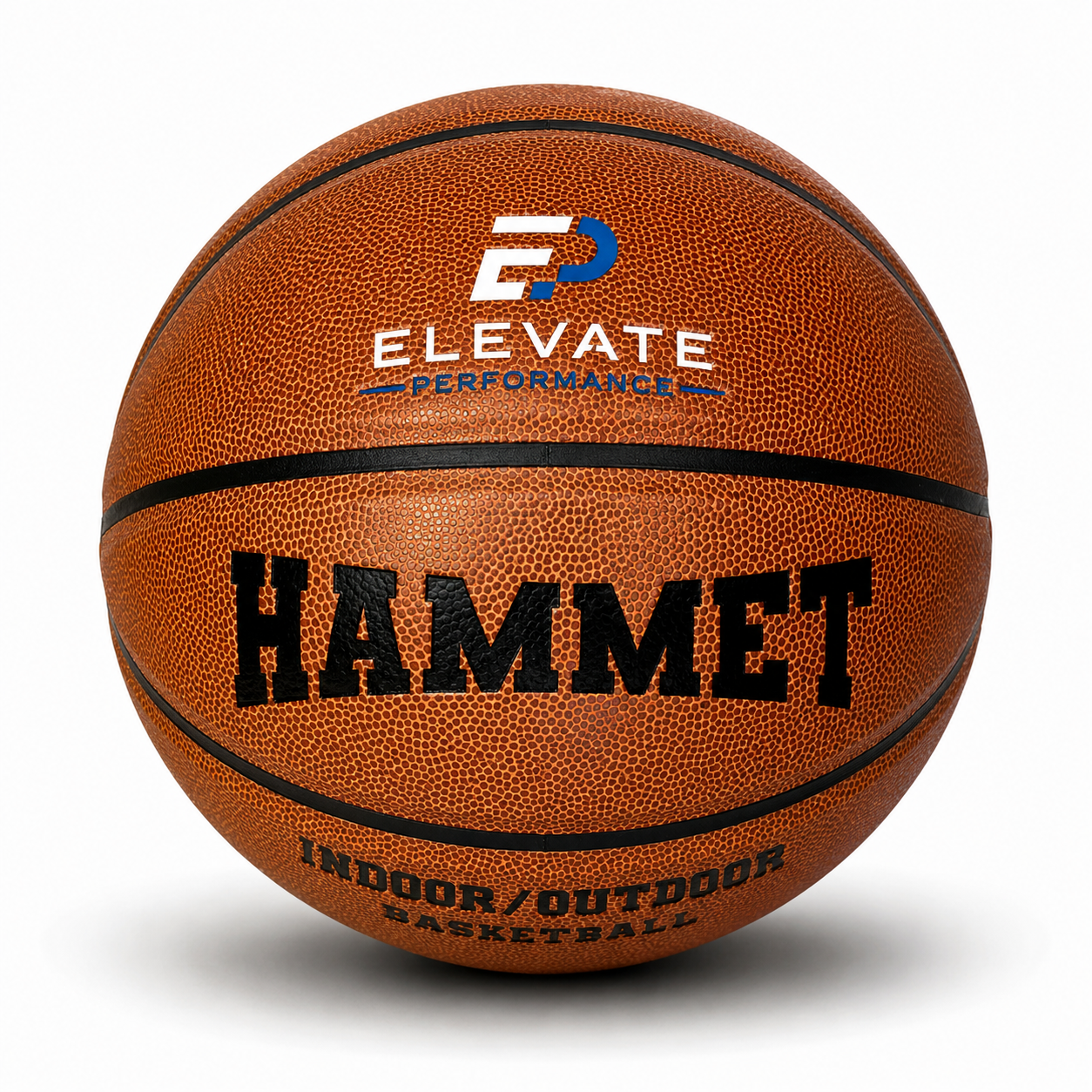 Customized Hammet Indoor Outdoor Basketball with a custom logo printed on the top panel.