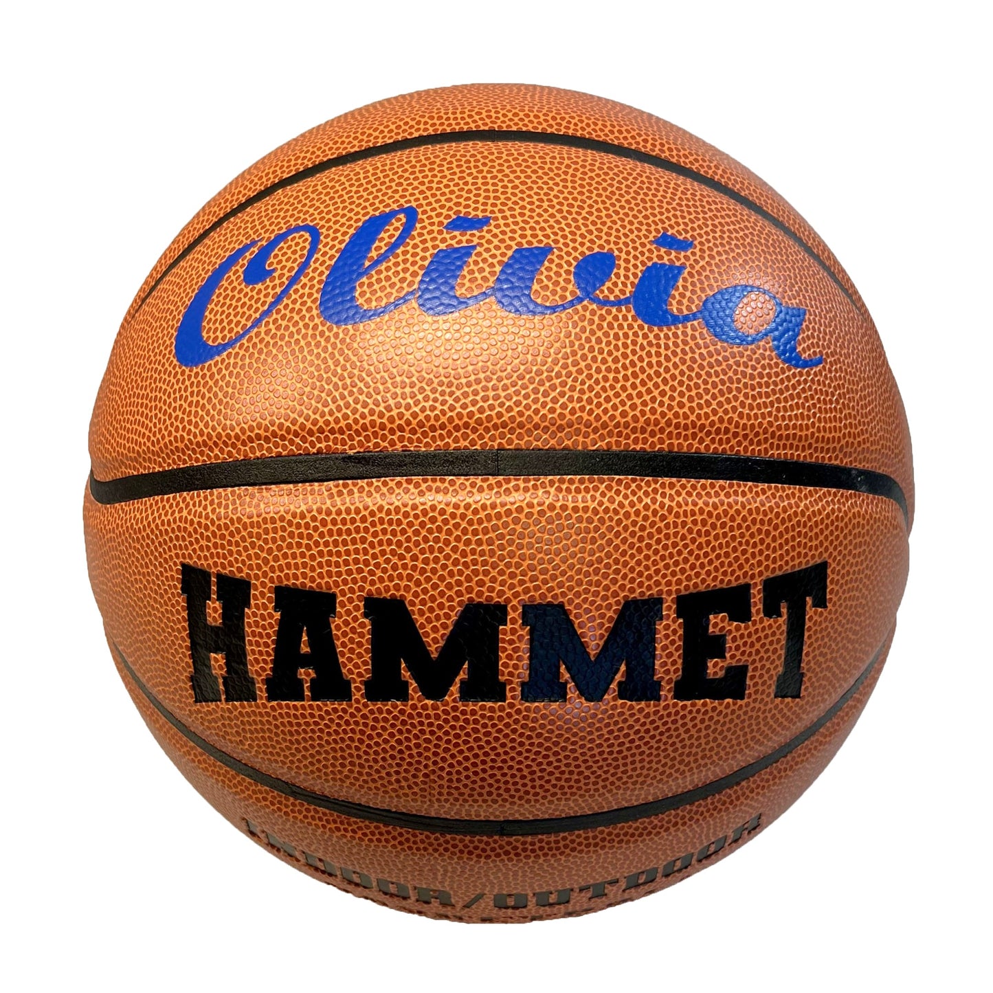 Customized Indoor Outdoor Basketball with Blue Text