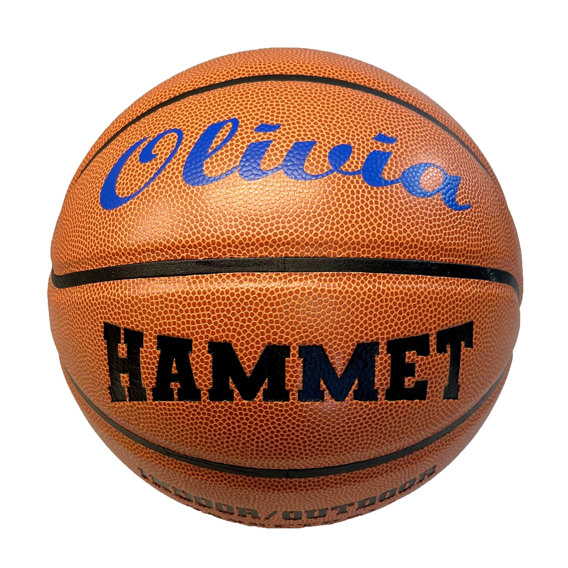 Customized Indoor Outdoor Basketball with Blue Text