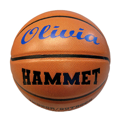 Customized Indoor Outdoor Basketball with Blue Text