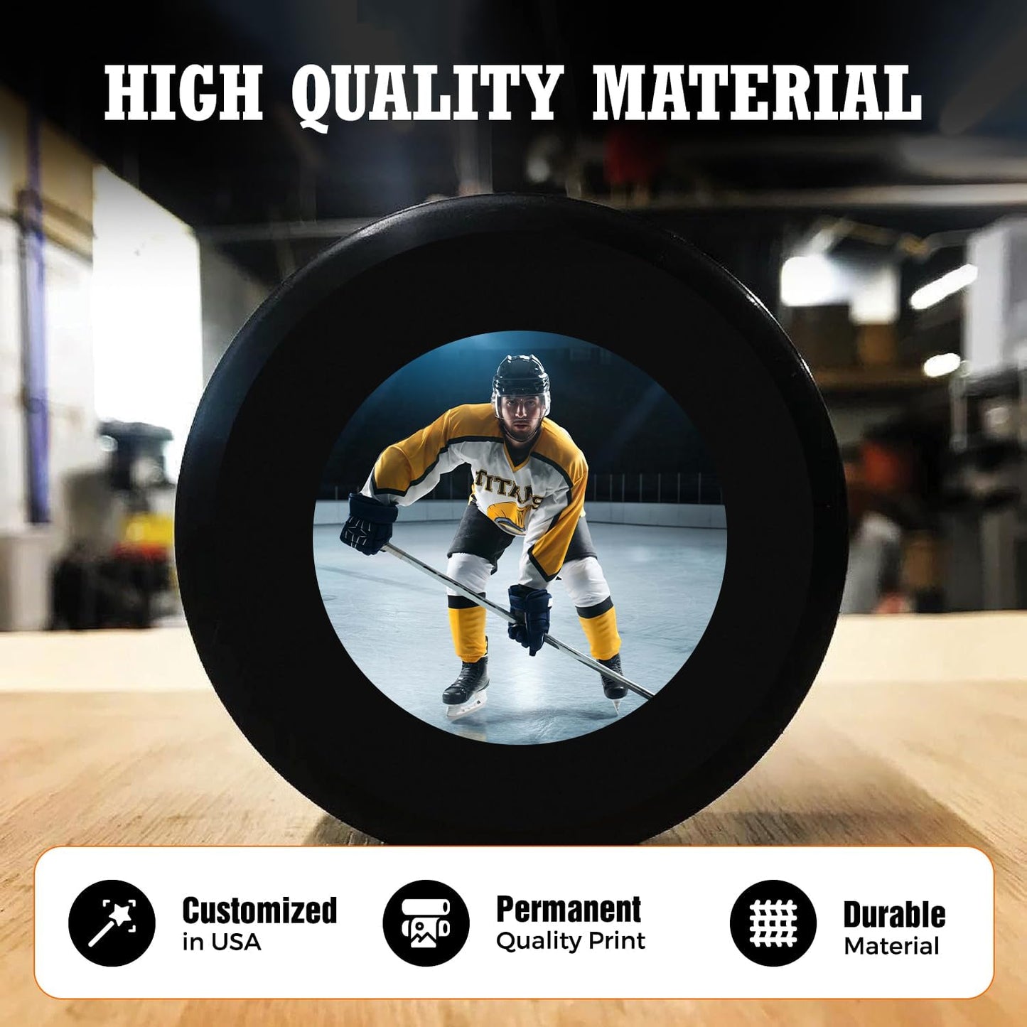 Customized Hockey Puck Personalized with a Picture and Customized in USA