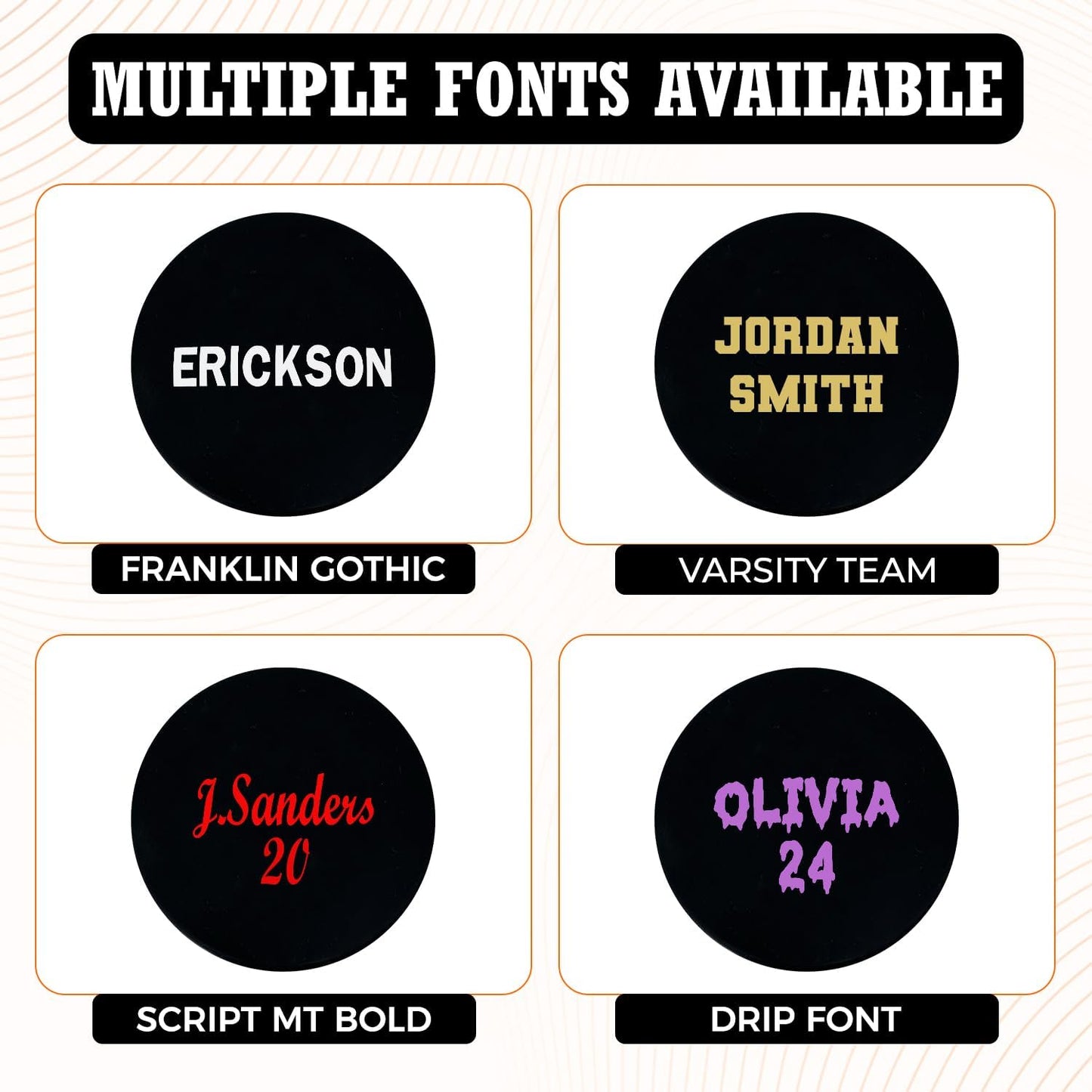 Customized Hockey Puck Personalized with Multiple Font Options